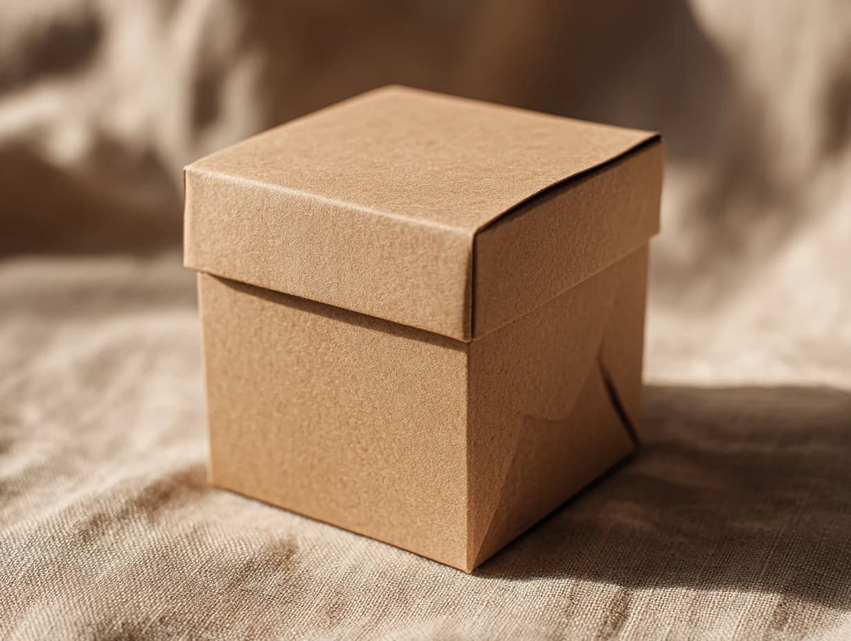 A kraft carton with a lift-off lid.