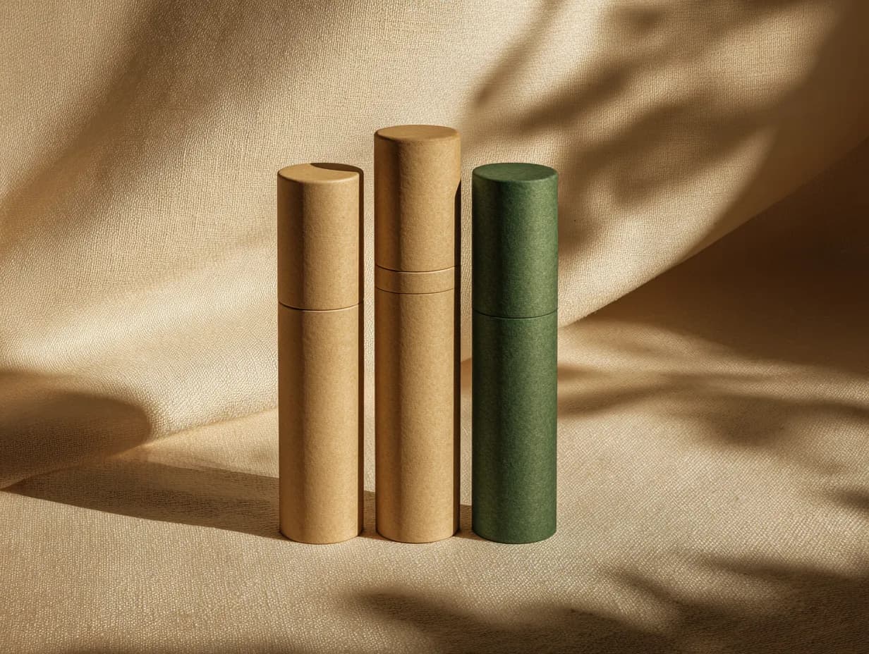 Three slim pre-roll tubes standing together in daylight.